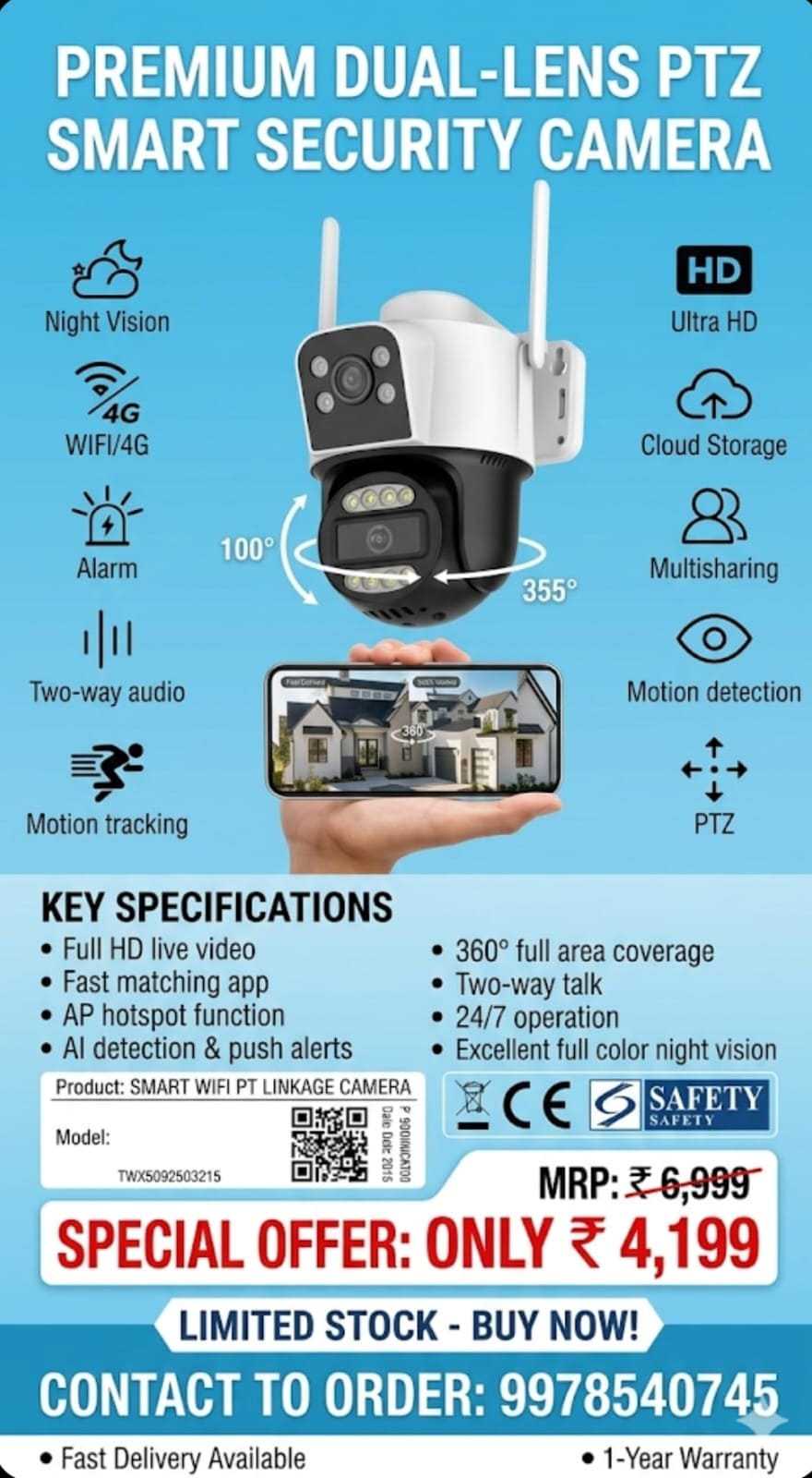 Premium Dual-Lens PTZ Smart Security Camera