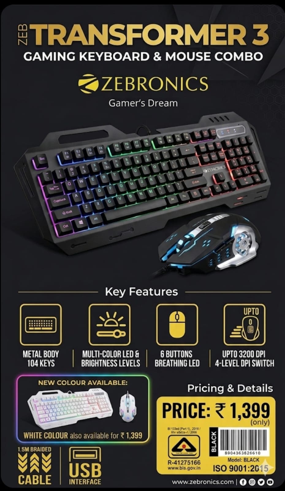 Transformer-3 Gaming Keyboard & Mouse Combo